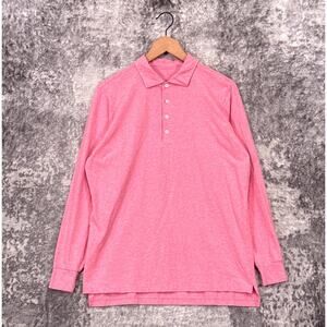 B Draddy Polo Shirt Small Mens Pink Pima Cotton Long Sleeve